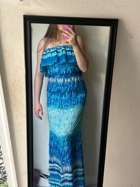 Blue Ombre Strapless Maxi Dress - Unbranded